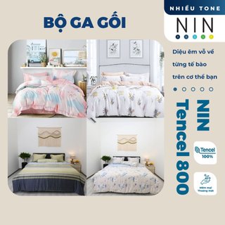  Bộ ga giường 100% tencel 800 NIN House drap giường gối đủ size nệm 1m6, 1m8, 2m x 2m xuất Hàn Quốc cao cấp