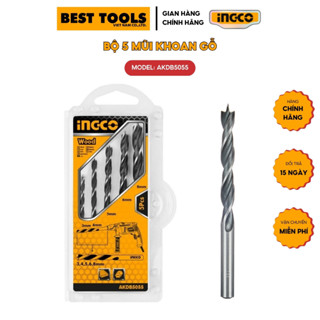 Bộ 5 mũi khoan gỗ INGCO AKDB5055| khoan bê tông AKDB3055