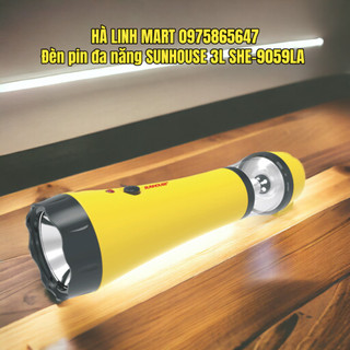 Đèn pin đa năng sunhouse 3l she-9059la - thời gian sử dụng pin 20 giờ ánh sáng thông thường, màu vàng, bảo hành 6 tháng