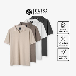 Áo polo nam cổ v catsa vải cotton cvc thoáng mát thời thượng atp350-351-352-353