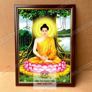 Tranh Thích Ca Mâu Ni 34x46cm bằng vải khung composite bền đẹp