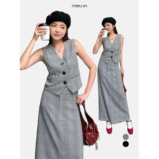 Set gi lê nữ phối cùng chân váy midi dài dáng suông MIEU - KD05