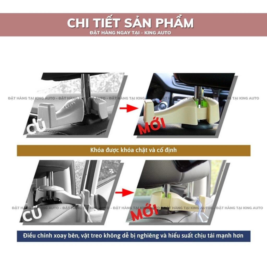 1 Cặp Móc treo đồ trên ô tô gài trước sau ghế tiện lợi thiết kế chắc chắn cao cấp | BigBuy360 - bigbuy360.vn