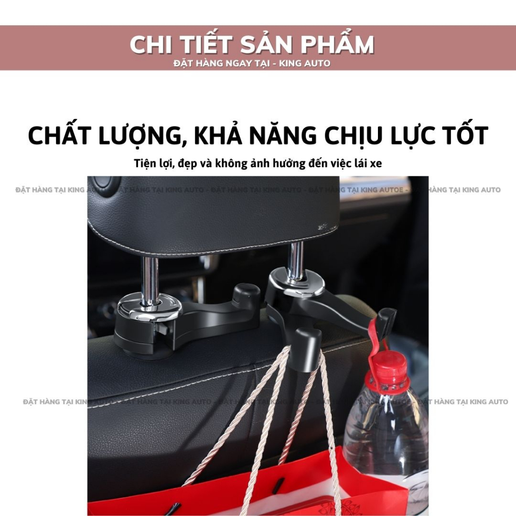 Móc kép treo đồ gắn sau ghế ô tô kiêm giá đỡ để điện thoại cao cấp | BigBuy360 - bigbuy360.vn