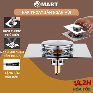 Nắp thoát sàn ngăn mùi có nhấn xả tiện lợi, chất liệu thép không gỉ chống mùi hôi cống BC023