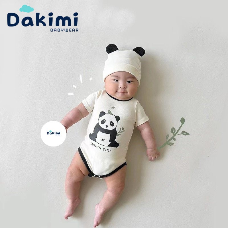 Bodychip Dakimi BABYWEAR liền thân Kèm mũ chất vải Thun lạnh mềm mịn cho bé từ 3-12kg