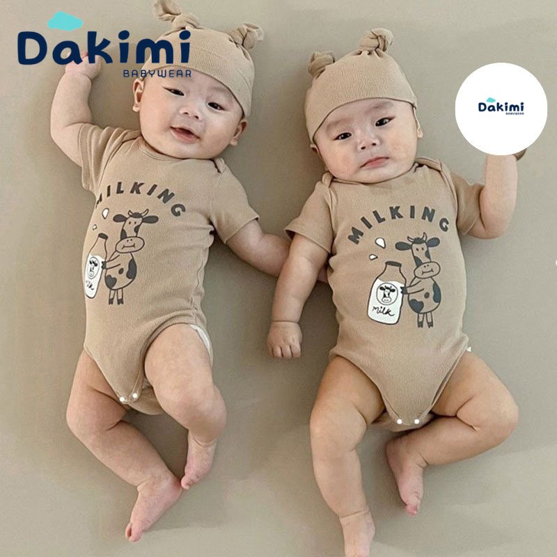 Bodychip Dakimi BABYWEAR liền thân Kèm mũ chất vải Thun lạnh mềm mịn cho bé từ 3-12kg