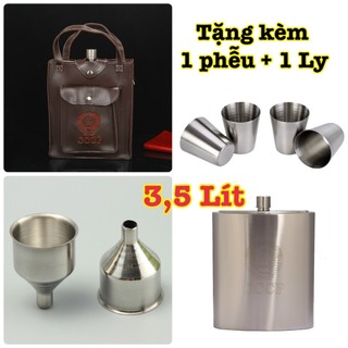 [Tặng phễu inox + ly + bao da] Bình tông inox cccp truyền thống dung tích 3.5L. Bảo hành 6 tháng!