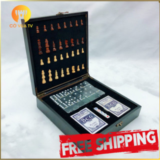 Bộ Cờ Vua Gỗ 4 game in 1 - Hàng cao cấp - Hàng chuyên xuất khẩu đi Châu Âu - 24cmx24cmx7cm
