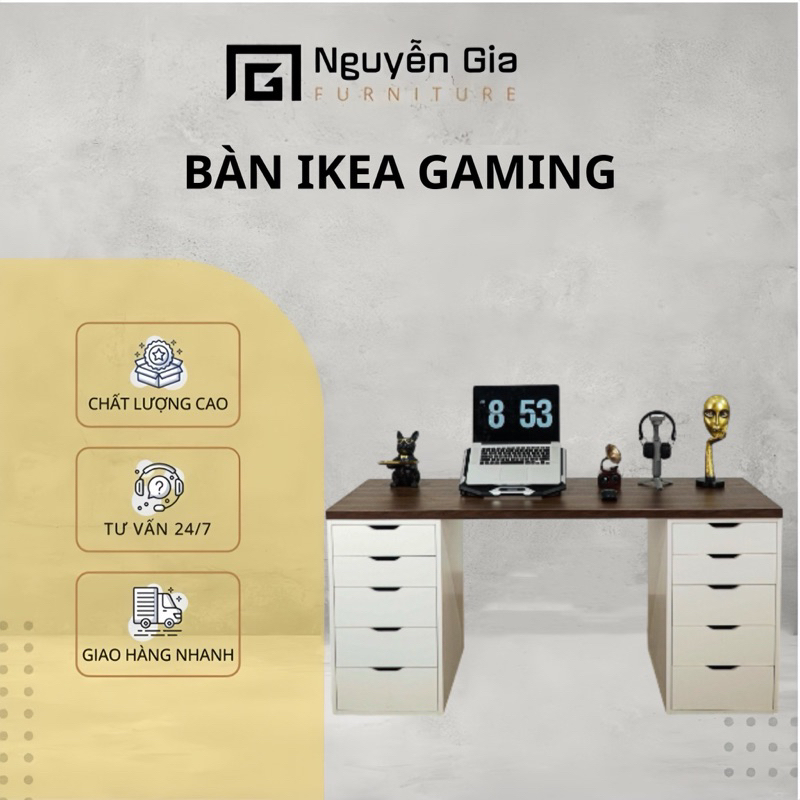 bàn làm việc Ikea, Bàn nhiều hộc tủ đựng đồ | BigBuy360 - bigbuy360.vn