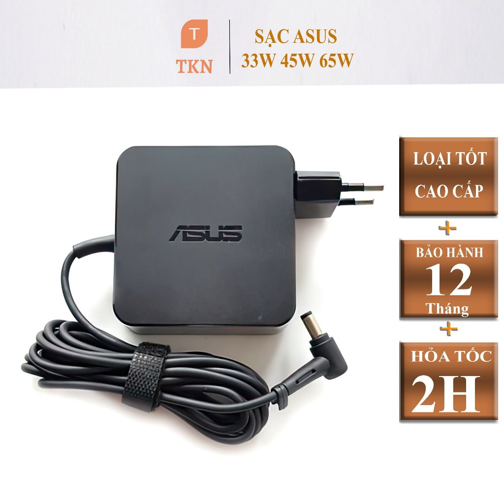 (Loại Tốt) Sạc Laptop Asus 19v 1.75a/ 2.37a/ 3.42a/ cục vuông Đầu lớn / Đầu nhỏ. Bảo hành 12 tháng. Chính hãng Tkn