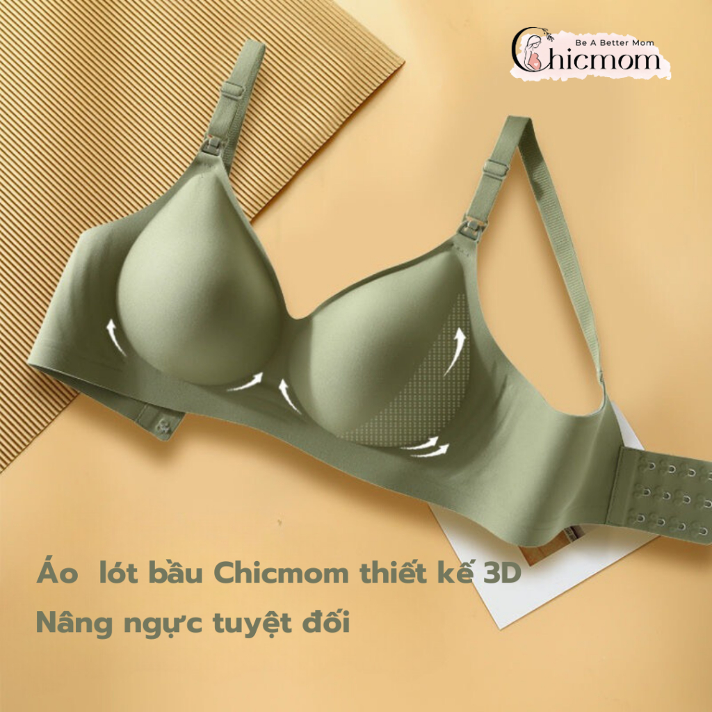Áo ngực bầu cho con bú cao cấp Chicmom công nghệ 3D nâng ngực 100% chống xệ, chất liệu su lạnh siêu mềm mịn