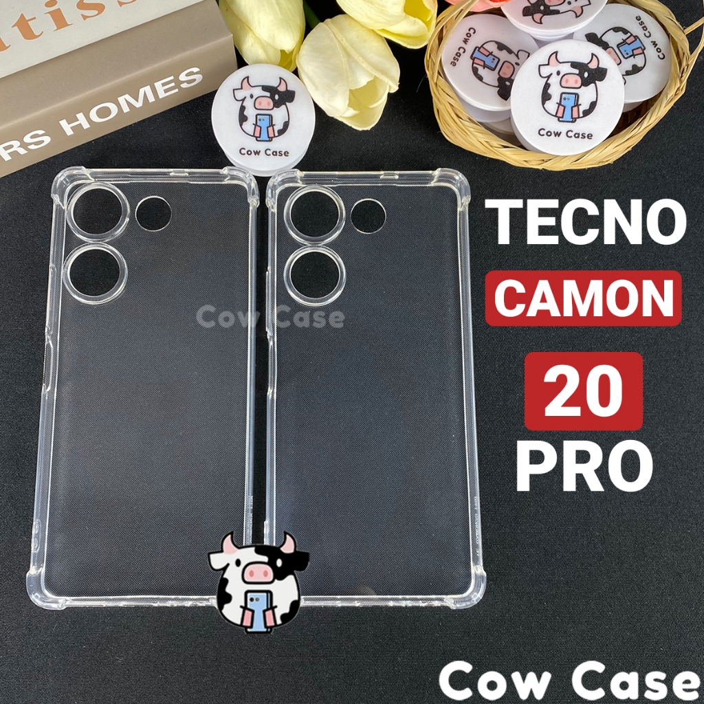 Ốp lưng Tecno Camon 20 Pro, Camon 20 chống sốc silicon dẻo trong Cowcase | Vỏ điện thoại Techno bảo vệ camera toàn diện