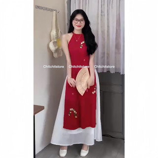 Áo dài yếm thêu hoa - Chitchitstore