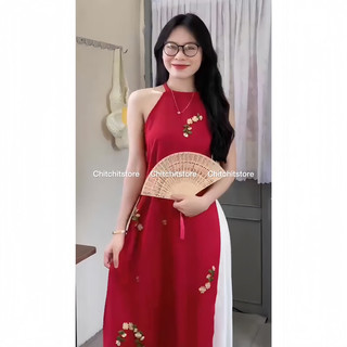 Áo dài yếm thêu hoa - Chitchitstore