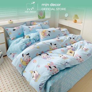 Bộ chăn ga gối cotton 3D MỊN DECOR hoạ tiết dễ thương bo chun miễn phí drap giường 1m2 đến 2m2 (Không kèm ruột)
