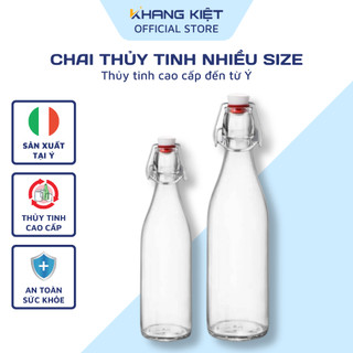 Chai thủy tinh cao cấp đựng nước, sữa, xuất xứ từ ý, nguyên liệu an toàn 1000ml | thủy tinh khang kiệt
