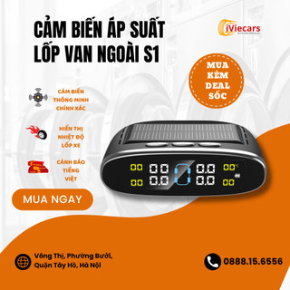 Cảm biến áp suất lốp ô tô Iviecars van ngoài S1 chính hãng cảnh báo giọng nói, sạc năng lượng mặt trời màn hình LCD