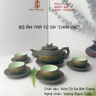  Bộ Ấm Trà Chim Hạc Xanh Bát Tràng Gốm Xanh Cao Cấp Bộ Ấm Chén Uống Trà Quà Tặng Biếu Hỉ 