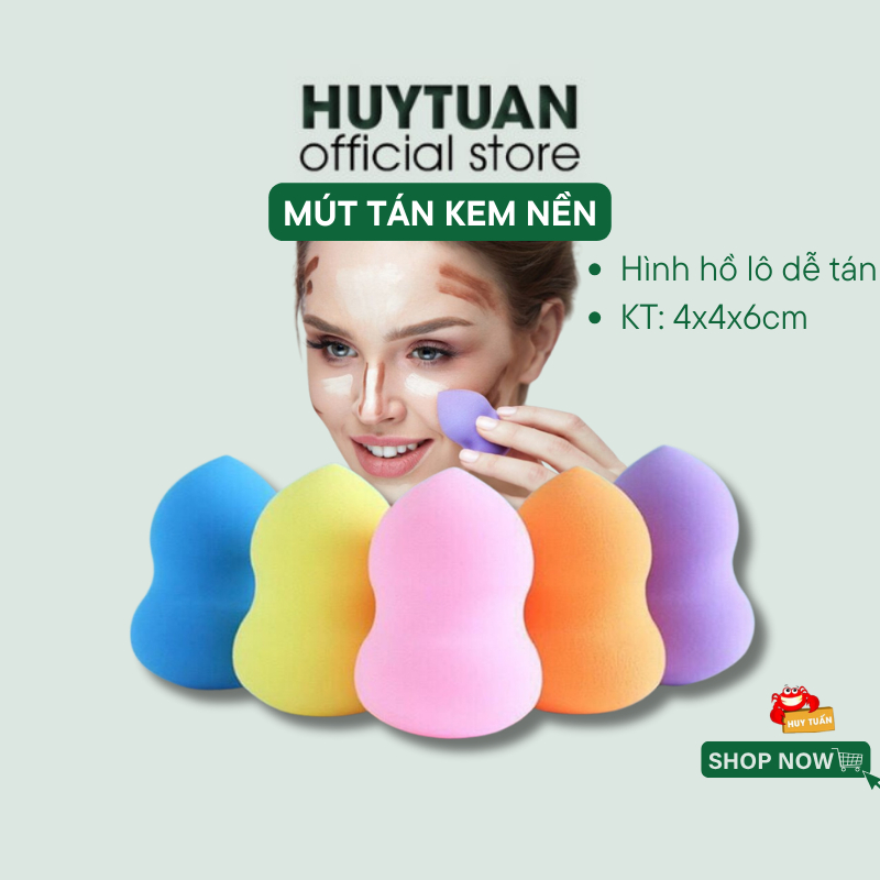 Mút tán kem nền hồ lô, Bông mút tán trang điểm siêu mịn - Mút tán kem trang điểm mịn màng đều màu đa năng