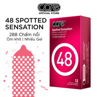 Bao Cao Su CARE 48 Có Gai Hương Dâu Kéo Dài Thời Gian Nhiều Gel Bôi Trơn Hộp 12 Bcs Gai