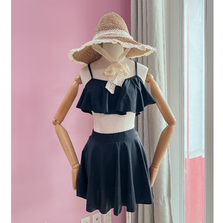 Bikini, đồ bơi đi biển áo bèo cá mix váy xoè lưng cao che bụng kín đáo