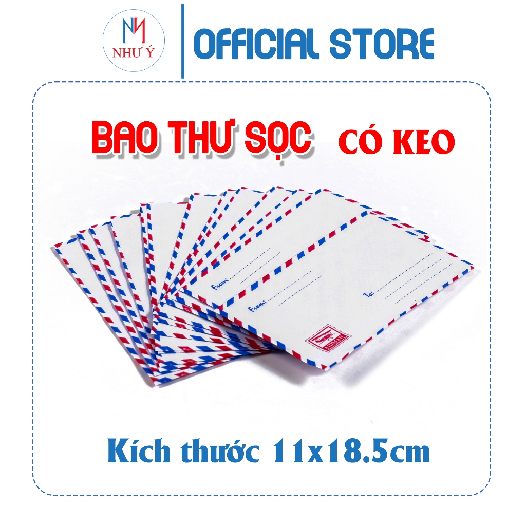 Bao thư sọc dán keo 11x18.5cm (Mẫu có thể thay đổi theo từng đợt)