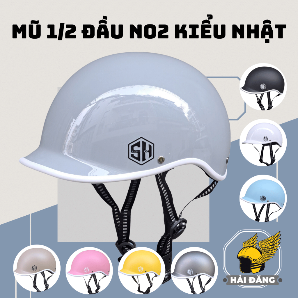 Mũ bảo hiểm 1/2 đầu Napoli N02 kiểu Nhật, Free Size cho vòng đầu 55-58cm - Bảo hành 12 tháng
