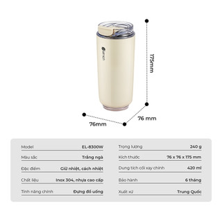 Cốc Giữ Nhiệt INOX 304 ELMICH EL-8300 (420ml) / EL-8386 (550ml)