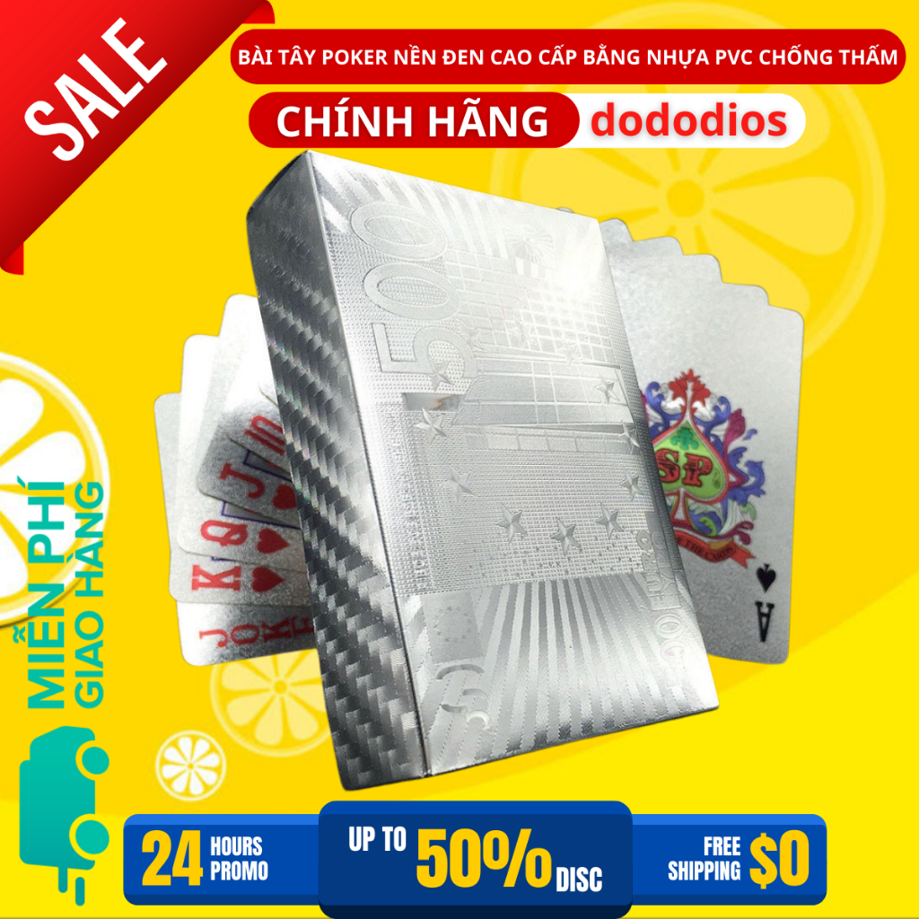Bài Tây Poker Mạ Si BẠC Cao Cấp Phủ Nhũ BẠC – Bộ 54 Lá Bài Pocker Nhựa Dẻo Chống Thấm Nước Chống Gãy