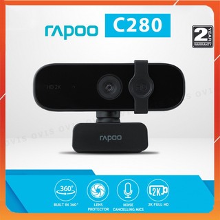 Rapoo c280 - webcam họp trực tuyến tự động lấy nét, độ phân giải 2k, góc rộng 85°, khử tiếng ồn kép