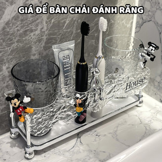 Kệ Đựng Bàn Chải Đánh Răng Tặng Cốc, Giá Để Đồ Nhà Tắm Nhựa Acrylic Trong Suốt Sang Trọng