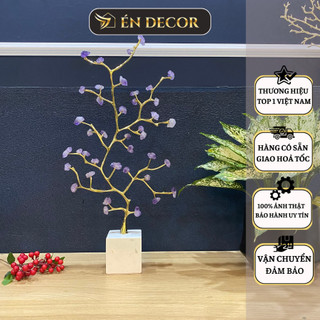 Decor phòng khách hiện đại cây hoa đá thạch anh tím én decor trang trí phong thủy nhà cửa phòng làm việc quà tặng