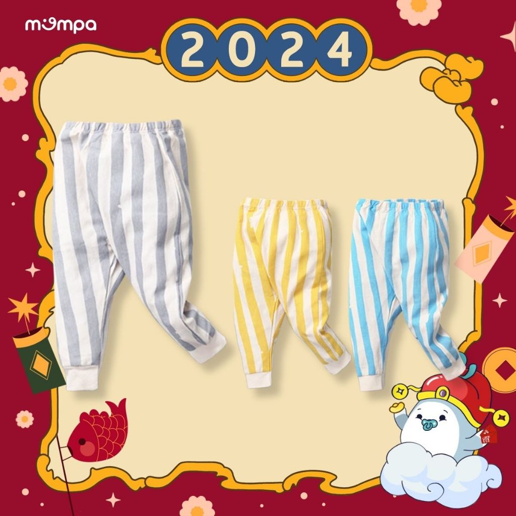 Set 3 quần dài cho bé Mompa từ 6 tháng đến 4 tuổi vải Cotton thấm hút co giãn mềm mại 831 [M23]