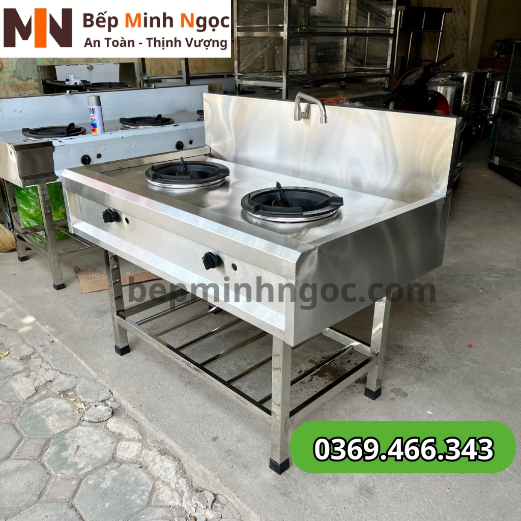 Thiết Bị Bếp Á Công Nghiệp 2 Họng, Bếp Xào Thiết bị Bếp Minh Ngọc bếp xào công nghiệp inox 201