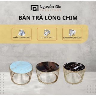 Bàn trà sofa kiểu lồng chim mặt bàn kính cường lực giả đá