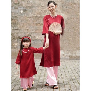 Áo dài cách tân nữ dáng suông dành cho mẹ và bé đón tết xz90