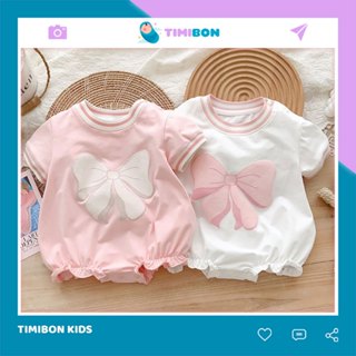 Body Chip Nơ Cộc Tay Trắng Hồng Cho Bé Gái Sơ Sinh Đến 12kg Mặc Hè Thoáng Khí - [BDCHIP13]