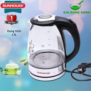 Ấm Đun Siêu Tốc Thuỷ Tinh SUNHOUSE SHD1217 Bình Đun Nước Sôi Tự Ngắt  Mới 100% Chính Hãng Bảo Hành Toàn Quốc