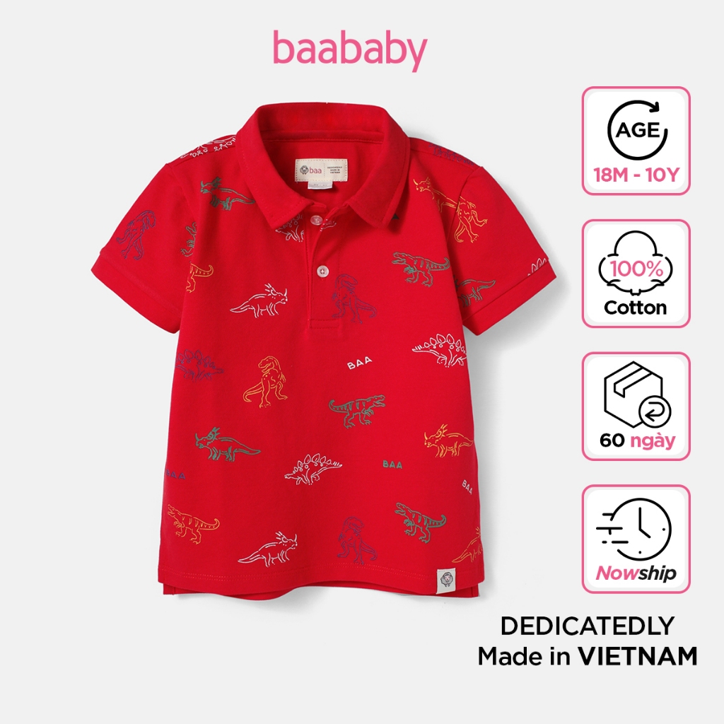 Áo polo bé trai, áo polo ngắn tay in họa tiết cho bé trai Baa Baby - B-BT-PL01N