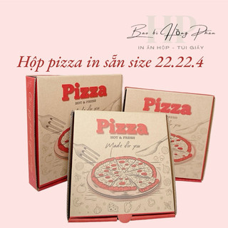 Hộp đựng pizza size 22.22.4. Giấy krap in logo đỏ