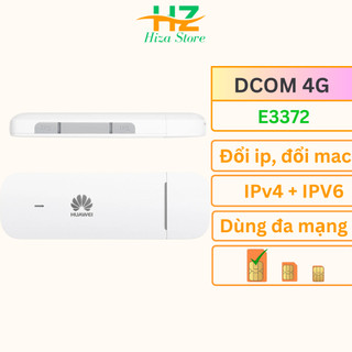 Dcom 4g huawei e3372, usb 4g hỗ trợ đổi ip và đổi mac có ipv4 và ipv6 tốc độ 150mpbs