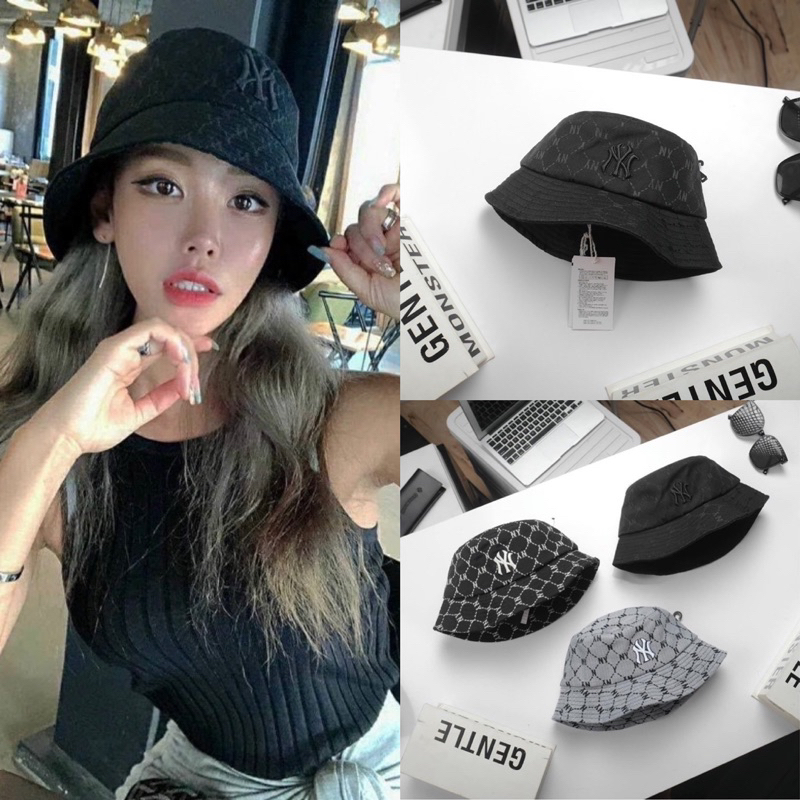 Mũ vành bucket NY nữ-đen