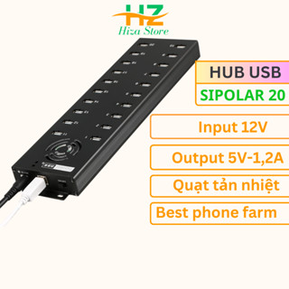 Bộ chia usb 20 port Sipolar có nguồn rời. Hub chia cổng usb 2.0 dòng công nghiệp chuyên cắm phone