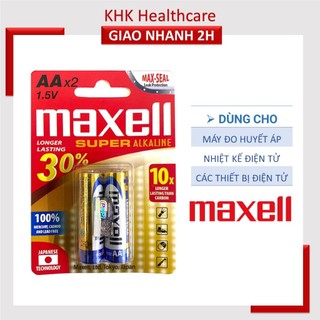 Vỉ 2 pin AA Maxell Alkaline dùng cho máy đo huyết áp bắp tay