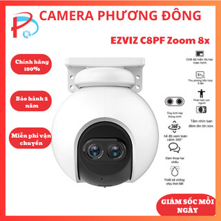 Camera wifi ngoài trời ezviz c8pf zoom 8x, quay quét 360 độ, có màu đêm - hàng chính hãng
