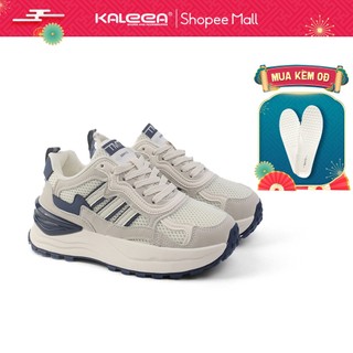 Kaleea - Giày Thể Thao Nữ Sneaker Đế Mềm Cao 4p Lưới Khí Dệt Kim Phối Da Đi Thoáng - T92