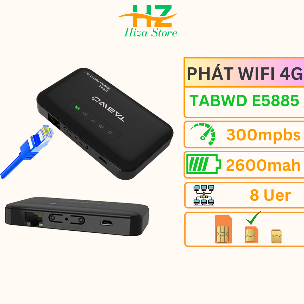 Cục phát wifi 4g olax MF6875, TABWD 5885 bộ phát wifi từ sim 4g tốc độ cao 300mbps