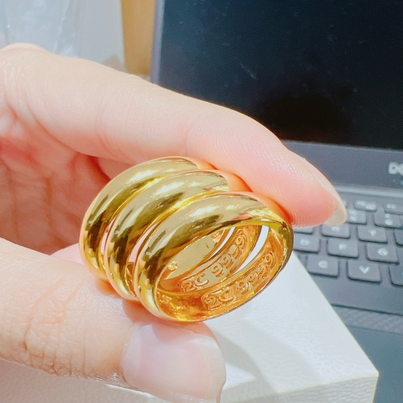 Nhẫn trơn khắc nổi cao cấp mạ vàng 24k Kami trang sức sỉ