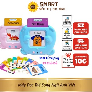 Máy đọc thẻ song ngữ anh việt máy học song ngữ cho bé tặng kèm thẻ flashcard thông minh và sạc